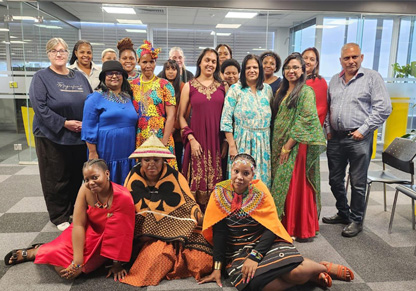 A group of Intertek South Africa colleagues pose in their traditional clothing.