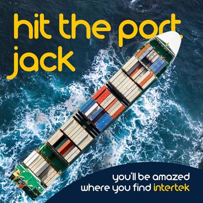 Aerial view of container ship